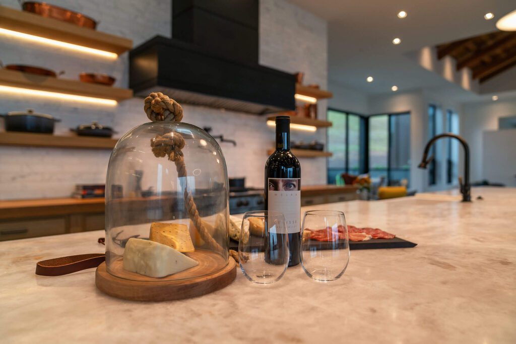 Counter and wine glasses - Contemporary Hillside Estate built by Nordby Signature Homes